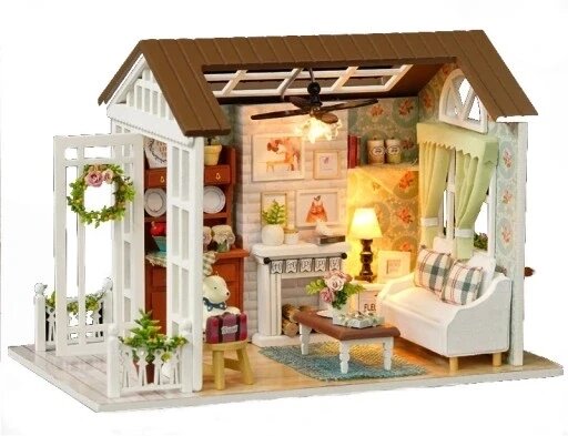 Ляльковий будиночок Ikonka 8008-вітальня з дерев'яними меблями Led 8008-a 206см від компанії Інтернет-магазин EconomPokupka - фото 1