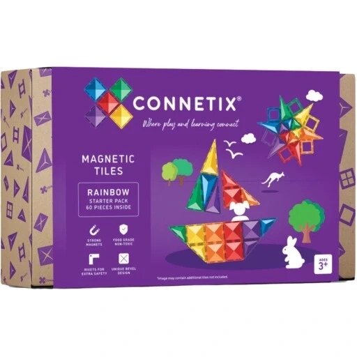 Магнітні блоки Connetix магнітні - Rainbow Starter Pack 60 шт. Connetix: стартовий пакет магнітних блоків від компанії Інтернет-магазин EconomPokupka - фото 1