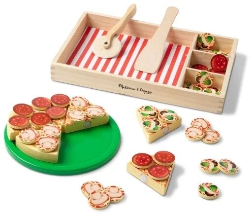 Melissa And Doug 10167 дерев'яна піца для нарізки + аксесуари Melissaanddoug від компанії Інтернет-магазин EconomPokupka - фото 1