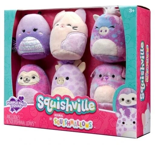 Набір іграшок Jazwares Squishville Purple Pals Squad Squishmallows міні-плюш на 6 штук від компанії Інтернет-магазин EconomPokupka - фото 1