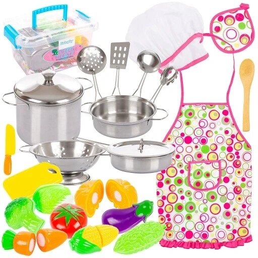 Набір кухаря дитячий посуд фартух продукти Kinderplay Kp1570 від компанії Інтернет-магазин EconomPokupka - фото 1