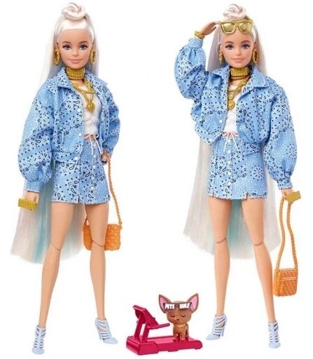 Набір лялька Barbie Extra Doll Blue Hhn08 16 + собака біговій доріжці Mattel від компанії Інтернет-магазин EconomPokupka - фото 1