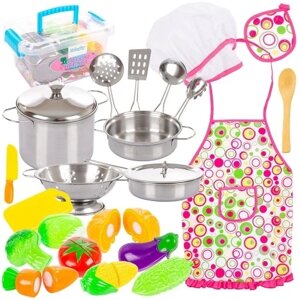 Набір кухаря дитячий посуд фартух продукти Kinderplay Kp1570