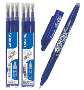Набір кулькових ручок синій Pilot Frixion Erasable Pen 07 + 6 заправок Fbh71