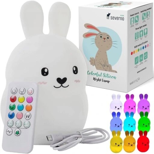 Нічник Severno Kids білий силіконовий для дітей м'який кольоровий Rgb Led Usb Xxl + пульт від компанії Інтернет-магазин EconomPokupka - фото 1