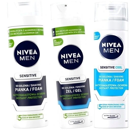 Nivea Men Sensitive пінка для гоління 200 Ml набір для чоловіків з чутливою шкірою заспокійлива від компанії Інтернет-магазин EconomPokupka - фото 1