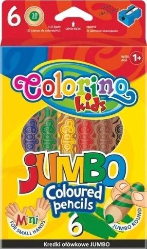 Олівці Colorino 6 шт First Pencil Crayons 6 Colours Jumbo Thick Natural + точилка 41316 від компанії Інтернет-магазин EconomPokupka - фото 1