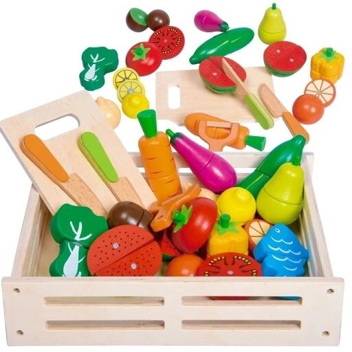 Овочі та фрукти з магнітом для нарізання дерев'яна іграшка кулі Xxl дерев'яні набір ножів кухонний Xl Sferazabawek від компанії Інтернет-магазин EconomPokupka - фото 1