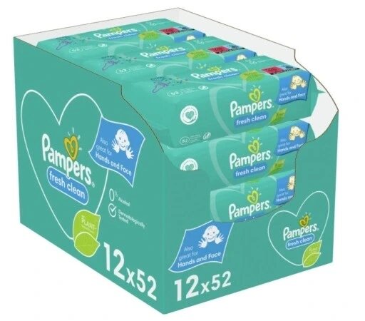 Pampers Fresh Clean вологі серветки 12 шт. 52 шт. 12x52 від компанії Інтернет-магазин EconomPokupka - фото 1