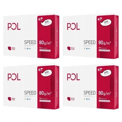 Папір офісний 4 пачки Polspeed, формат а4, 80г, 500 аркушів від компанії Інтернет-магазин EconomPokupka - фото 1