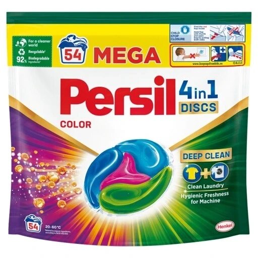 Persil Discs Color капсули для прання кольорового 54 шт Mega Deep Clean W 1 від компанії Інтернет-магазин EconomPokupka - фото 1