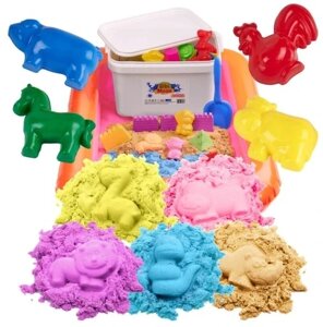 Пісок кінетичний Bibimoon 5 кол. 5 кг Kinetic Sand 5 набір форм