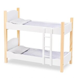 Дерев'яне двохповерхове ліжко для ляльок Kinderplay Doll Bed 53см + постільна білизна