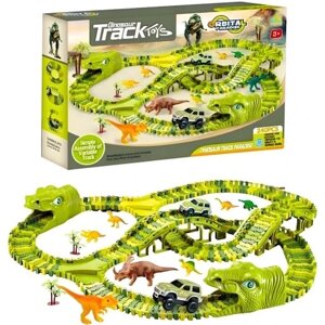 Mega Race Track Xxxl Dinosaur Park гоночна траса динозаври 240 елементів для дітей 360 см