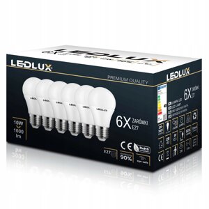 Лампочка Led Ledlux E27 10w біла нейтральна 6 шт. =100w Smd 4000k преміум не мерехтить комплект в Івано-Франківській області от компании Інтернет-магазин EconomPokupka