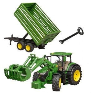 Трактор з причепом Bruder John Deere 7r 350 зелений