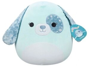 Squishmallows м'яка іграшка велвет з бархатного матеріалу блакитний песик лінея 30 см