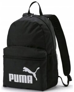 Міський шкільний рюкзак Puma білий чорний 22 Phase 075487 01 великий вміщує формат A4 однокоморний