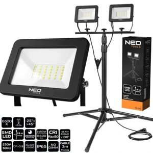 Вуличний прожектор NEO Tools LED 2х50W SMD на штативі (99-062)