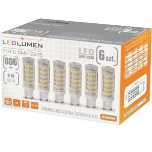 Набір світлодіодних ламп LedLumen T18-C SMD 2835 6 шт. Набір 6x G9 MINI LED лампочка 8W=60W 2835SMD 806lm в Івано-Франківській області от компании Інтернет-магазин EconomPokupka