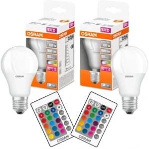 2 шт. LED лампа E27 9W 60W 806lm OSRAM RGBW + пульт дистанційного керування