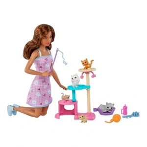 Ігровий набір Barbie Kitty Condo Doll And Pets With Hhb70 лялька барбі Fun Kittens 5 кошенят Hhb70