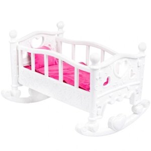 Дерев'яна колиска для ляльки Kinderplay Doll Bed + постільна білизна 45см