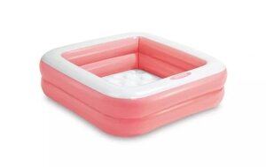 Квадратний надувний басейн Intex 86 х 86 см піддон для басейну м'яке дно пудровий рожевий 57100