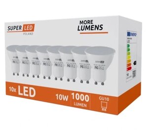 Led лампа Gu10 Smd 2835 800lm 10w = 75w Ra80 10x 1000lm Ccd міцна не миготить преміум тепла