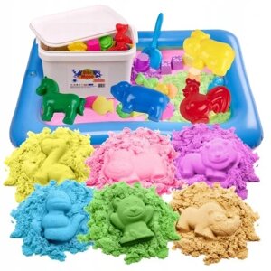 Bibimoon кінетичний пісок 6 кольорів 6 кг Kinetic Sand 6 набір форм