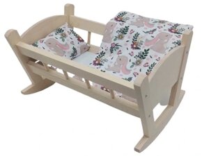 Дерев'яна колиска для ляльки Baby Cradle + постільна білизна