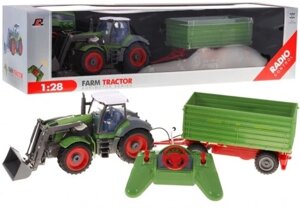 Керований фермерський трактор з екскаватором і причепом зеленого кольору Farm Tractor Traktor