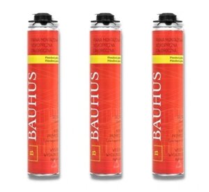 Піна монтажна Bauhus 750 Ml набір 3x пістолетна 750ml