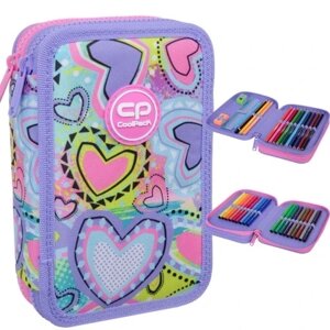 Розкладний двохсекційний пенал Coolpack Jumper 2 з наповненням Pastel Heart F066832