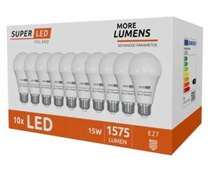 10 лампочок LED світлодіодна лампа 15 т = 150 т 1575 лм CCD більше люменів Superled