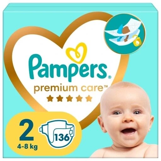 Підгузки Pampers Premium Care розмір 2 136 шт. 4-8 кг від компанії Інтернет-магазин EconomPokupka - фото 1