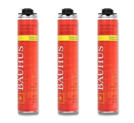 Піна монтажна Bauhus 750 Ml набір 3x пістолетна 750ml від компанії Інтернет-магазин EconomPokupka - фото 1