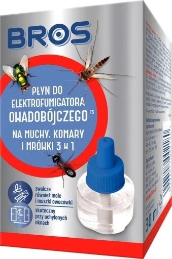 Рідина проти комарів мурашок мух Bros 0,035 кг 30 мл до електро на мухи комарі мурашки 20 днів х 24 від компанії Інтернет-магазин EconomPokupka - фото 1