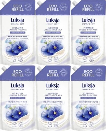 Рідке мило Luksja Creamy & Soft 0,9 900 г льон з рисовим молоком запас 900мл х 6 шт від компанії Інтернет-магазин EconomPokupka - фото 1