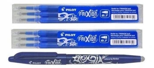 Ручка кулькова Pilot синій ручка видаляється Frixion + 6 запасних блоків оригінальні сині від компанії Інтернет-магазин EconomPokupka - фото 1