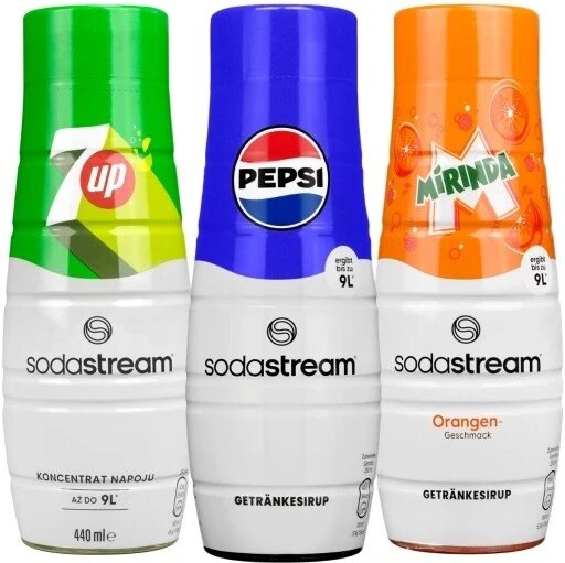 Сиропи Sodastream 3 штуки: 3x концентрат 7up Mirinda Pepsi для насичувача від компанії Інтернет-магазин EconomPokupka - фото 1