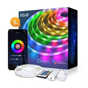 Стрічка 18W 12V DC 5m багатобарвний RGB 5050 WIFI LED мобільний додаток TUYA