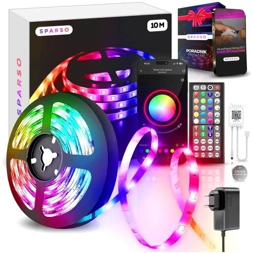 Стрічка Led Rgb 10м кольорова 230v 12v пульт додкану додаток багато режимів Led /м Ledи з пультом дуже потужна + від компанії Інтернет-магазин EconomPokupka - фото 1