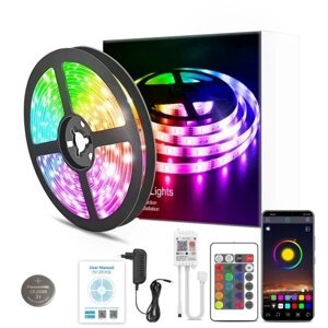 Світлодіодна стрічка suitsamus 36W 6m 12V DC багатоколірна RGB 5050 wifi TUYA application remote