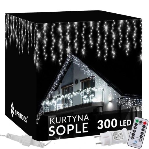 Світлова штора гірлянда Springos CL0304 icicle Christmas tree lights 300 вогнів ЗОВНІШНІ ЛАМПИ 145 м від компанії Інтернет-магазин EconomPokupka - фото 1