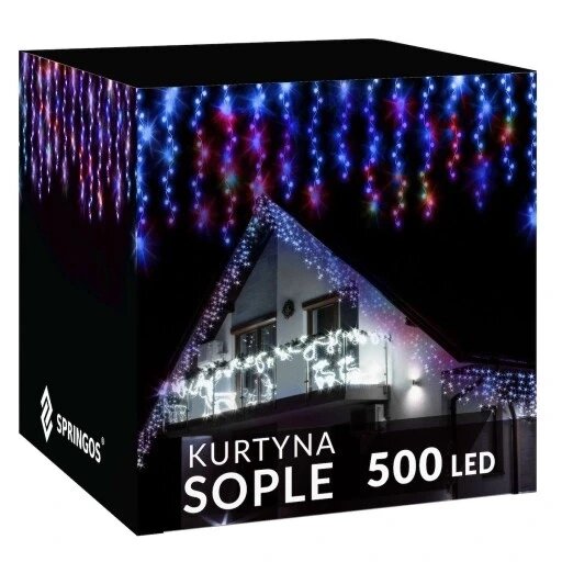 Світлова штора гірлянда Springos CL0503 icicle SOPLE 500LED ЗОВНІШНІ ЛАМПИ 225 М МУЛЬТИКОЛОР від компанії Інтернет-магазин EconomPokupka - фото 1