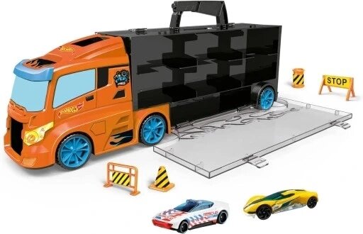 Вантажівка O. d.s транспортер Hot Wheels 40 42041 набір транспортера + 2 машини знаки аксесуарах від компанії Інтернет-магазин EconomPokupka - фото 1