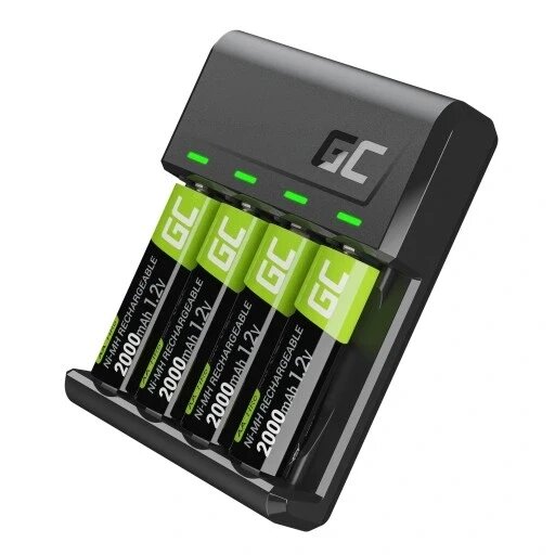 Зарядний пристрій Green Cell Vitalcharger для 4-х батарей Aa Aaa + 4-ри акумулятори 2000mah типу паличка від компанії Інтернет-магазин EconomPokupka - фото 1