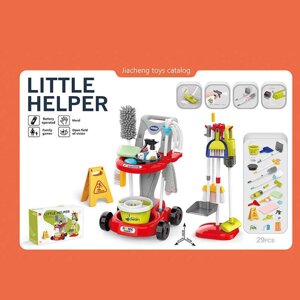 Набір для прибирання 667-67 (8) пилосос на батарейках, візок, відро з віджимом, швабра, мітли, знаки попередження та