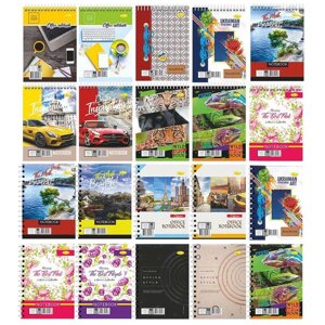 Гр Блокнот Б-Л5-80 (10) А5, 80арк, лаковка, 2 види, пружина збоку та пружина зверху "Апельсин" ВИДАЄТЬСЯ МІКС ВИДІВ